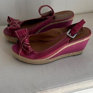 Franco Sarto Fuchsia Wedge Sandals with Bow